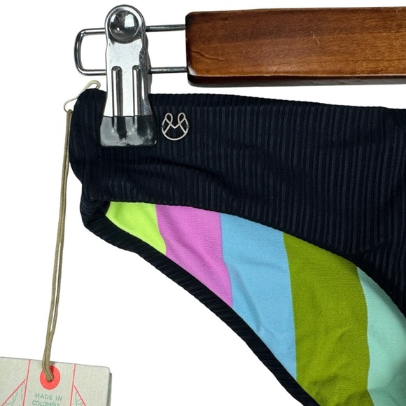 Maaji Black & Multicolor Reversible Stretchy Swim Bikini Bottom Women's XS NEW - Picture 5 of 12